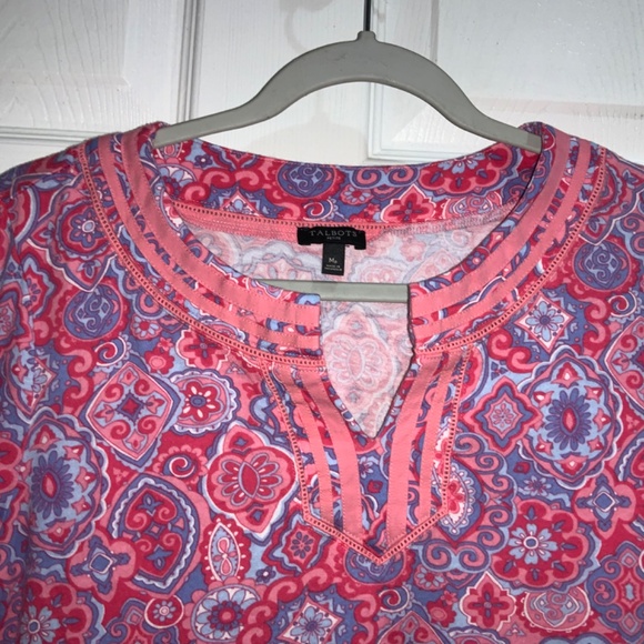 Talbots Pima cotton blend tunic top medallion print Sz MP - Picture 3 of 8